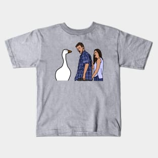 Distracted Boyfriend Meme Gaming Goose and Couple Kids T-Shirt